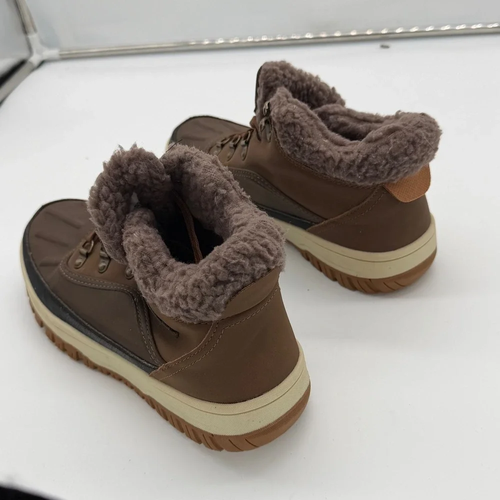 Weatherproof Slope Mens Brown Faux Fur Lined Ankle Boots Size 9M 164753